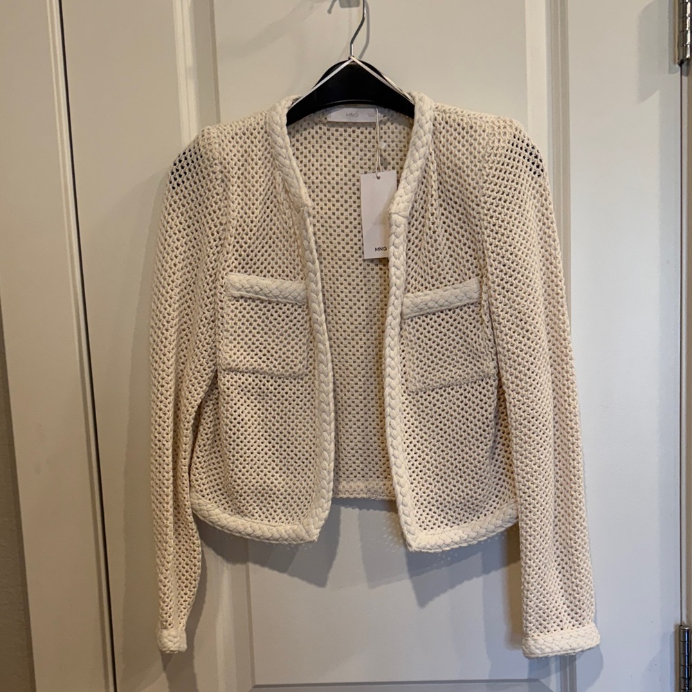 Mango Cream Textured Women's Blazer